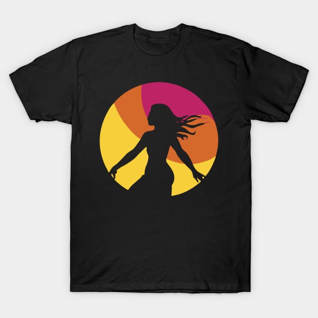 T-shirt with a girl's design and attractive colors inspired by the sunset. T-Shirt by hatemmorany